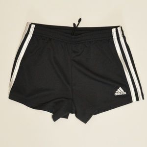 NEW Boys Adidas Track Shorts S 7/8 Black Trefoil